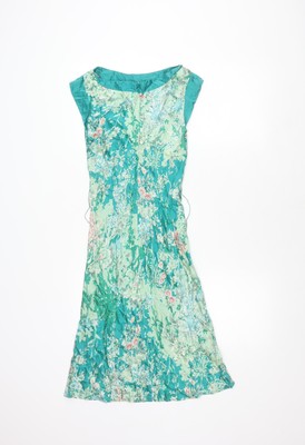 Warehouse Women's Green Floral Silk Dress Size UK
