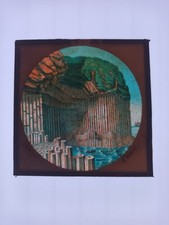 Antique Magic Lantern Slide Of Fingals Cave, Staffa, Scotland, In Colour.