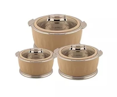 Jaypee 3er Set Thermoware Dazzle Kasserolle Hot Pots mit Glasdeckel in Beige