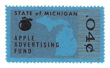 Michigan Apple Advertising Stamp - 4¢ Blue - State Revenue