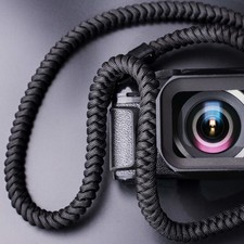 43.5" Black 550 Paracord Camera Neck Shoulder Strap Leather Pads DSLR Mirrorless