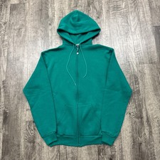 Vintage 1970s Russell Athletic Full Zip Hoodie Made in USA Teal