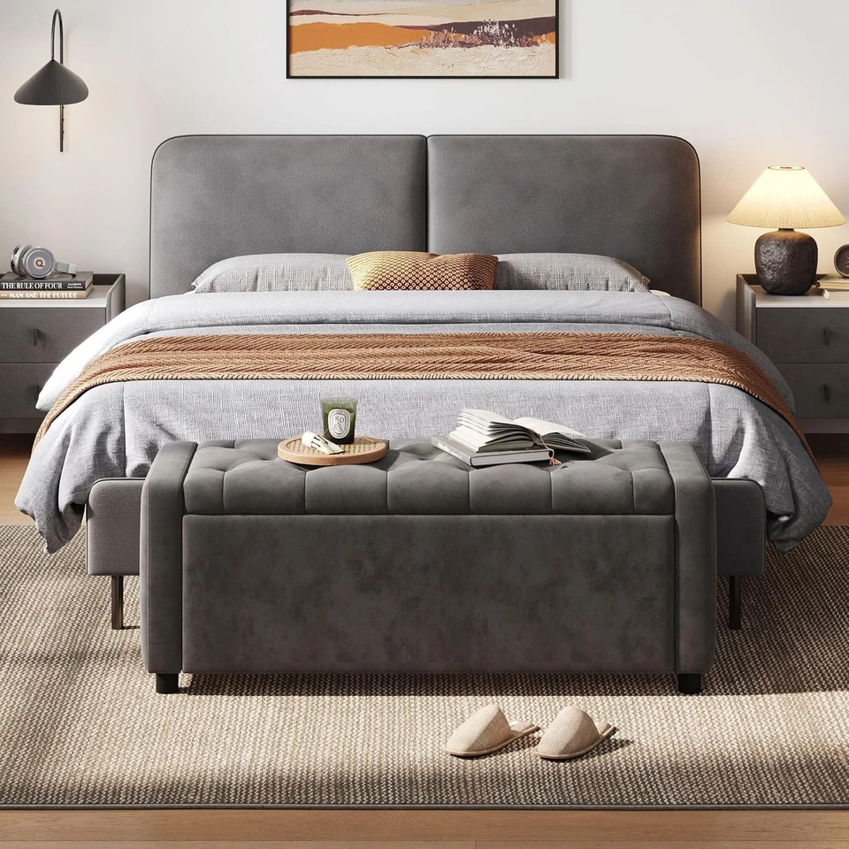 50" Storage Ottoman Bench - Upholstered Foot Rest Bench/Couch Ottoman/End of Bed - Image 4 of 4