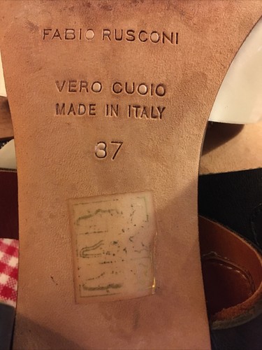 Fabio Rusconi *37 Md n ITALIA Sandalo tacco a blocco cinturino pelle nero avorio *C Px - Foto 18 di 24