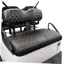 Golf Cart Vinyl Seat Covers Fits EZGO TXT 1994 Black and Brown Stitching