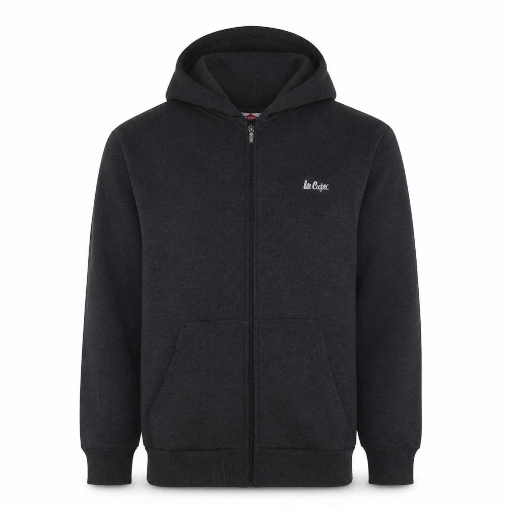 Sudadera con Capucha Lee Cooper Para Hombre Cremallera Completa Talla M Negra Manga Larga Logo
