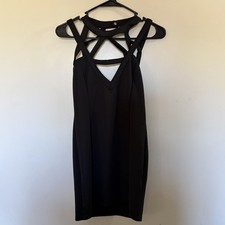 Medium - Little Black Strappy Dress Slightly Open Back Mini Dress