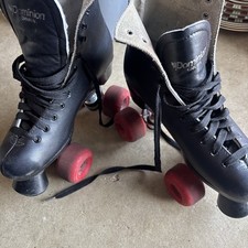 Dominion Leather Roller Skates Women's 8 Black W Back Laces Canada Vtg