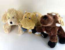 Lot Of 3 Plush Webkinz With Code Tags Reindeer Golden Retriever Mud Hippo