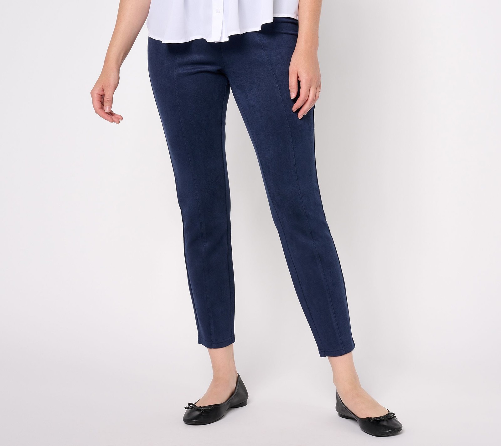 Isaac Mizrahi Live! Women's Petite Pants PM Estate Faux Suede Mint Glass A609752