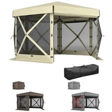 Outsunny 12' x 12' Hexagonal Pop Up Gazebo, Outdoor Canopy Tent