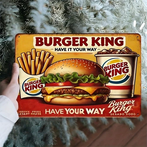 Vintage Burger King Tin Metal Signs Home Décor Wall Art 8x12