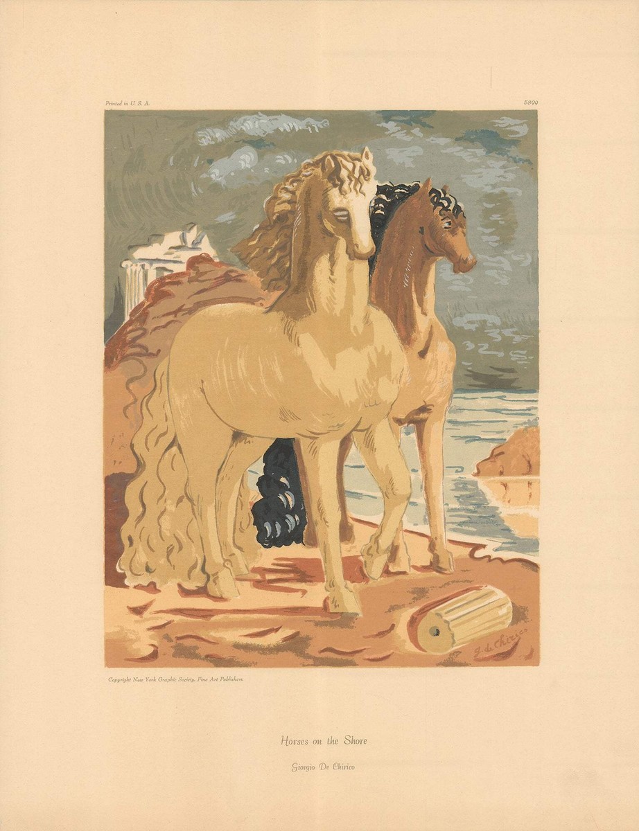 GIORGIO DE CHIRICO Horses on the Shore (sm) 23.5