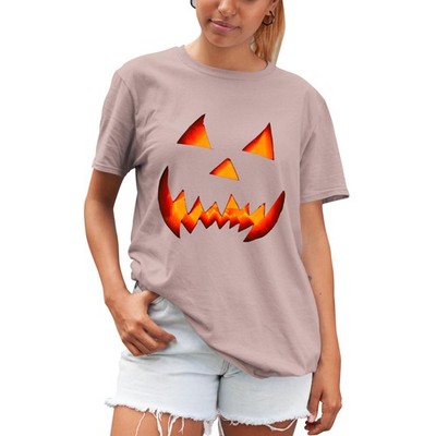 Spooky Pumpkin Face T-Shirt für Frauen Jack-O -Lantern Print Damen Halloween Top