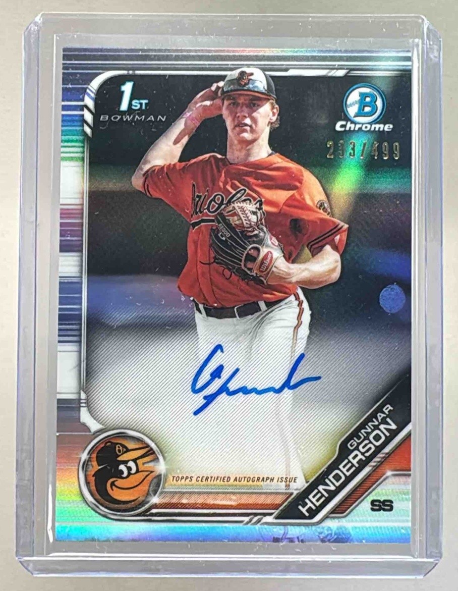 GUNNAR HENDERSON 2019 Bowman Chrome Draft REFRACTOR AUTO #d /499 RC