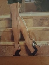Cuban heel seamed Stockings nude/black