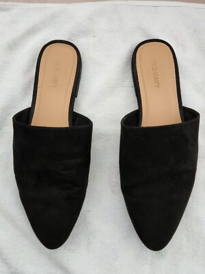 Pointed Toe Black Mule Slides Old Navy Faux-Suede Black Mule Flat