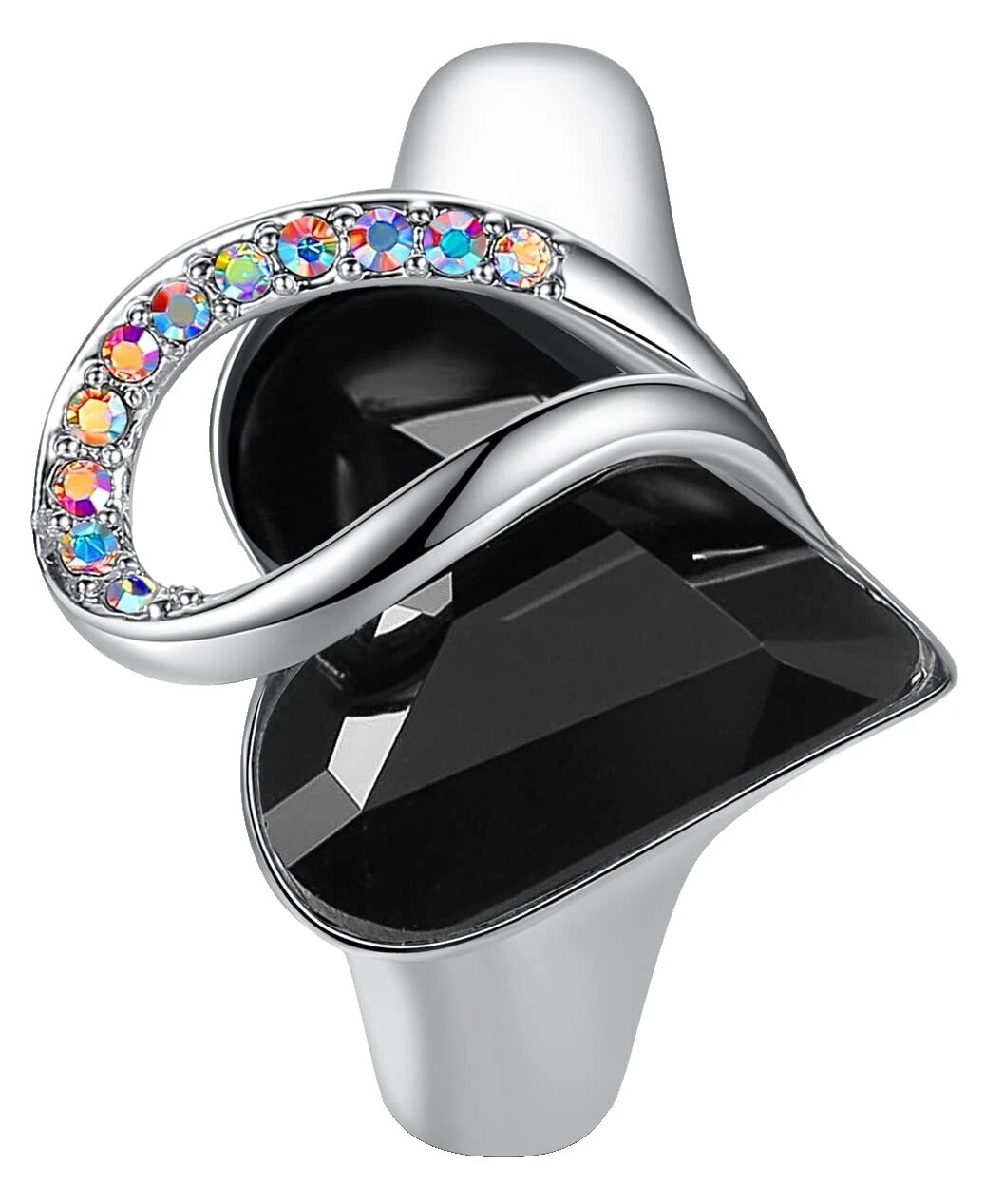 Rhodium Plated Black Fashion Rings