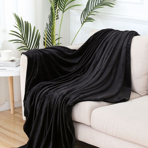 Plush Warm Fleece Blanket Faux Fur Sofa Bed Couch Throw Plain Solid Color - Picture 22 of 23