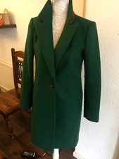Green Collared Single Breasted Coat Size 10 Uk