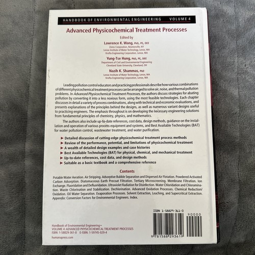 ADVANCED PHYSICOCHEMICAL TREATMENT PROCESSES (HANDBOOK OF By Lawrence K. Wang - Bild 2 von 3