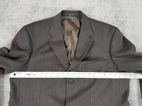 Hugo Boss Suit Jacket 42 R Taupe Wool Striped Designer Luxury Einstein Sigma USA - Picture 3 of 20