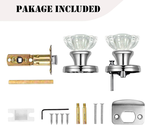 Crystal Glass Door Knobs Interior with Lock,Privacy Vintage Clear Crystal Door K - Picture 7 of 7