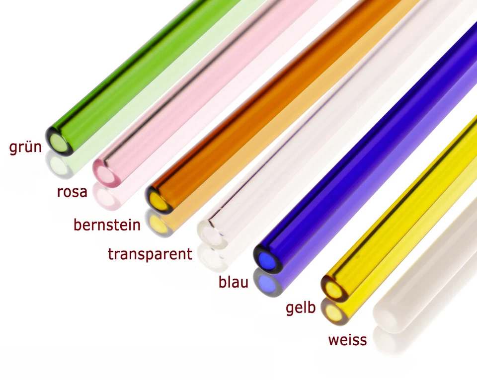4x GLAS STROHHALME Glashalme Glastrinkhalme Glasstrohhalme Strohhalm Halme bunt - Bild 2 von 4