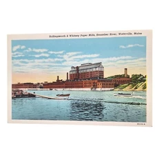Postcard Hollingsworth & Whitney Paper Mills Kennebec River Waterville Maine