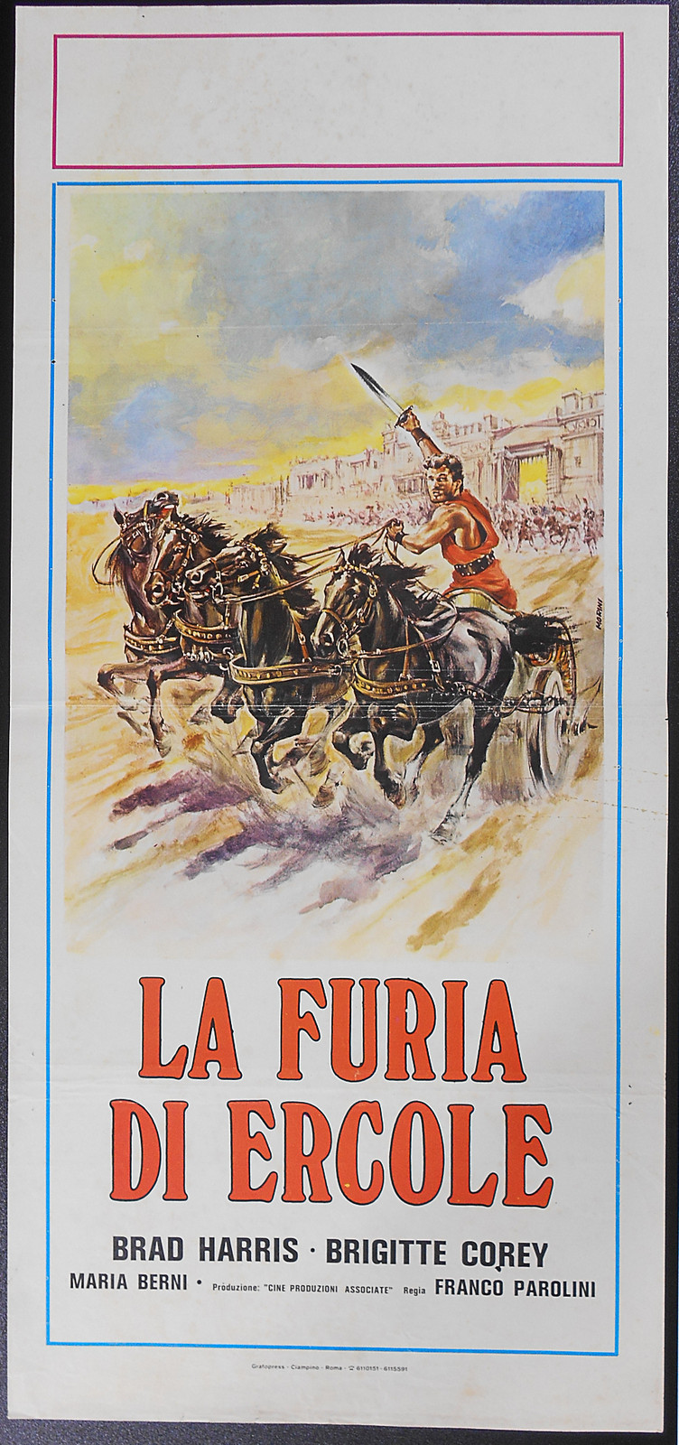 Locandina originale film La furia di Ercole (1962) - Regia di Gianfranco Parolini
