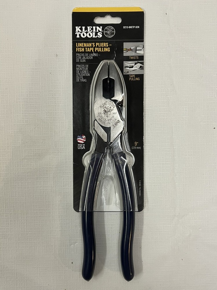 Klein Tools D213-9NETP 9-Inch Fish Tape Pulling Lineman Pliers for Professionals