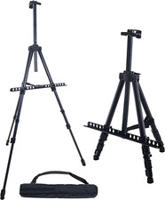- 66 Inch Sturdy Black Aluminum Tripod Artist Field and Display Easel Stand - Ad