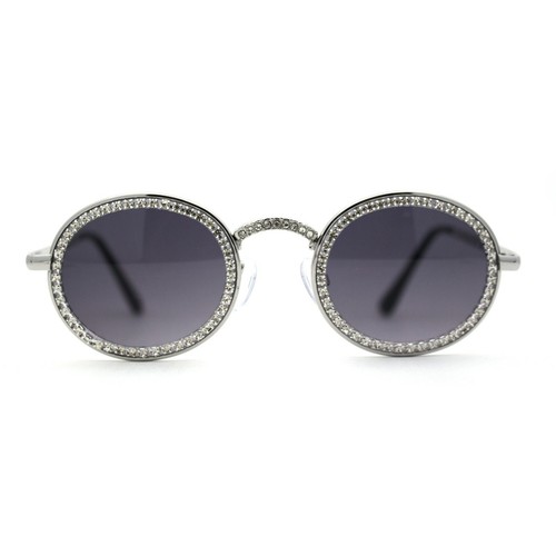 Kleine runde ovale Sonnenbrille mit voller Krone und Strass  - Bild 15 von 21