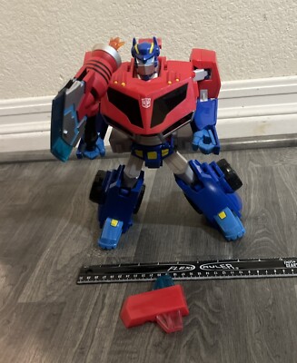 Transformers Optimus Prime Animated Series Voyager COMPLETE SpinConv WORKS +DVD!