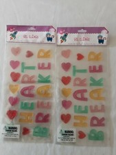 Lot X2 Window Gel Clings "Heart Breaker"  Hearts Reusable  Washable NEW 