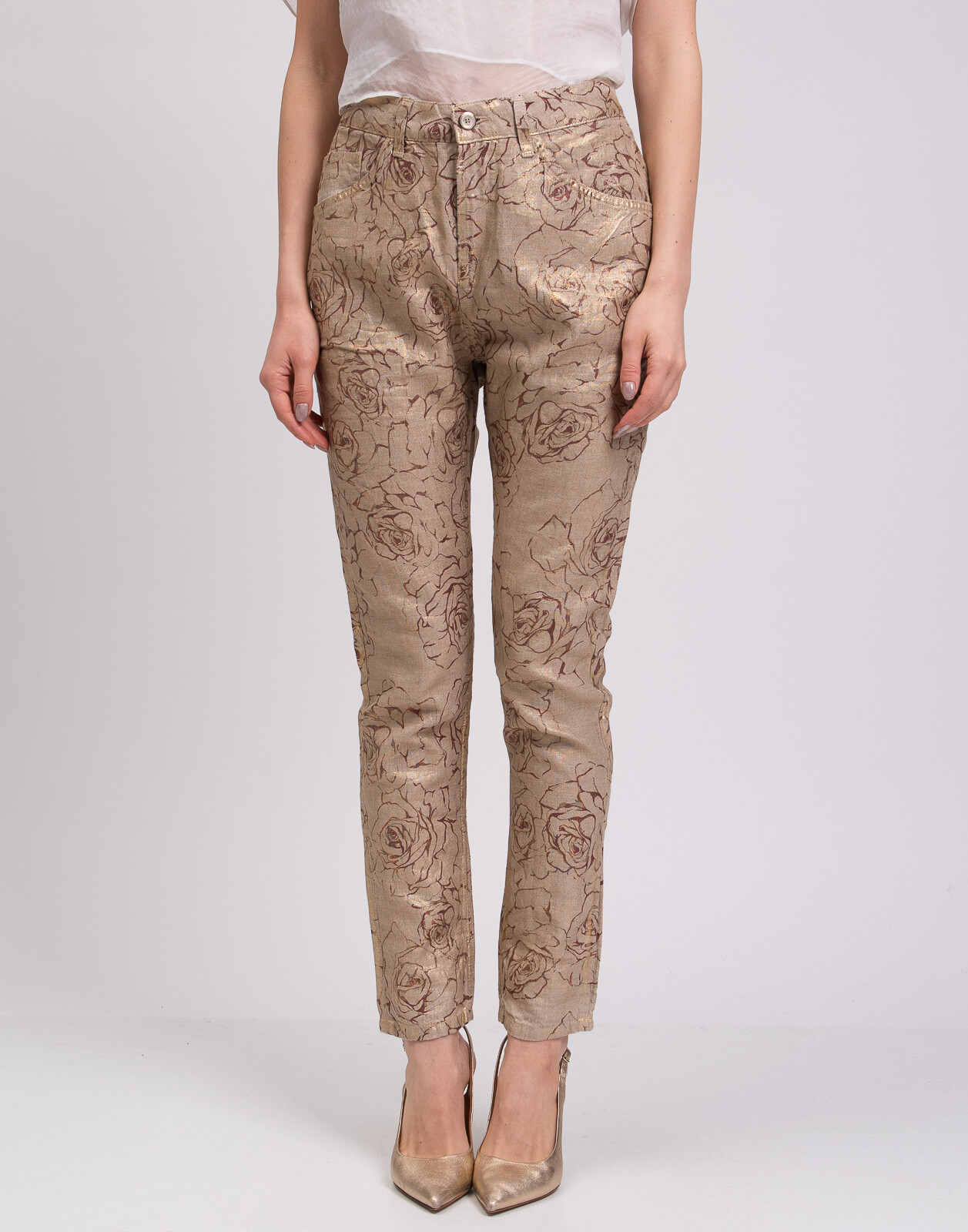 ALTRA RRP €185 MANILA GRACE DENIM Pantaloni Lino W28 Rivestimento Lucido Made in Italy