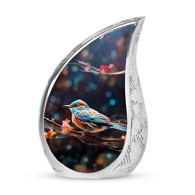 Colorful Sparrow on Branch Large Memorial Urns for Adult Ashes