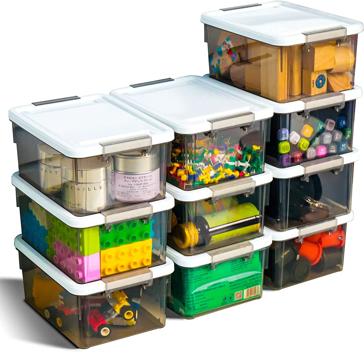 Citylife 1.3 QT 10 Pack Small Storage Bins Plastic Storage