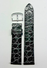 20mm Black Genuine Crocodile Embossed Leather Watch Band - USA