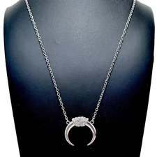Banana Republic Inverted Crescent Moon Rhinestone Pendant Necklace