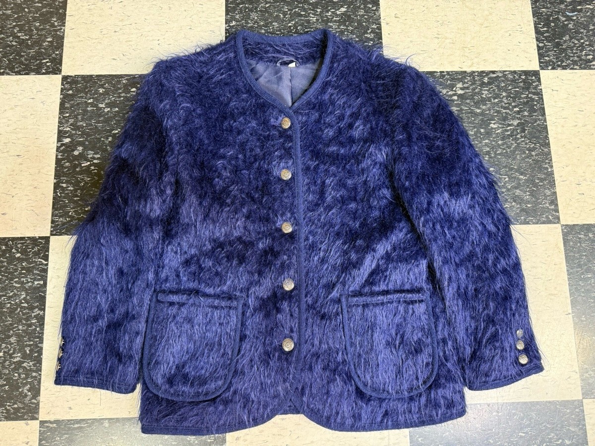 Edinburgh Blue Fuzzy Wool Mohair Jacket / Blazer Sz 12 | eBay