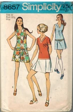 8657 Vintage Simplicity Sewing Pattern Misses Mini Pantdress Lowered Waistline