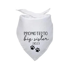 Promoted to Big Sister 2025 White Pet Dog Bandanas Triangle Scarf Bandanas Bi...