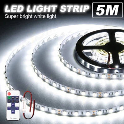 CHUSYYRAY Super Bright Daylight White 2835 SMD 300 Led Light Strip 12V IP67 waterproof 5M