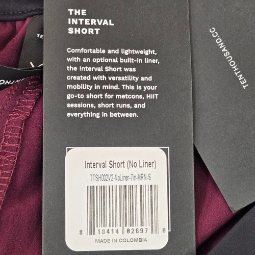 NUEVO Pantalones Cortos Ten Thousand The Interval 7" Sin Forro Para Hombre Talla PEQUEÑA Granate - Imagen 7 de 12