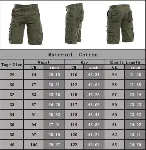 Mens Cargo Combat Shorts Cotton Chino Twill Knee Length Half Pants Multi Pockets - Picture 3 of 20