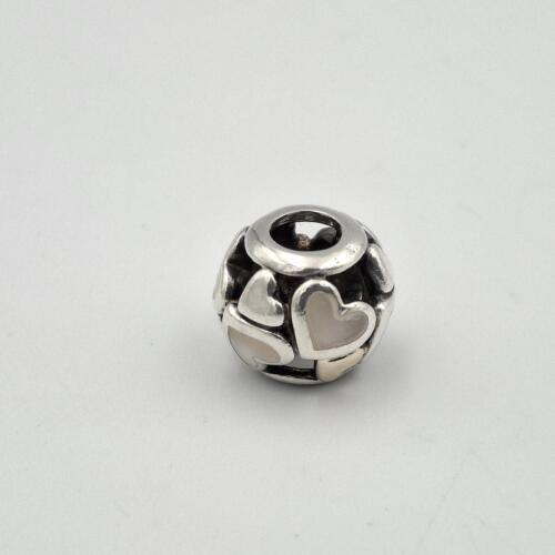 Pandora 791879MOP 925 Sterling Silver & 14K Gold Luminous Hearts Bead Charm - Picture 3 of 5