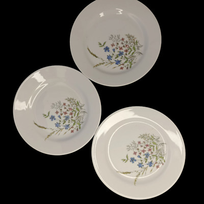 3 × Vintage Kahla Plates 58 Germany Salad/Cake Plate Porcelain Floral & Leaves