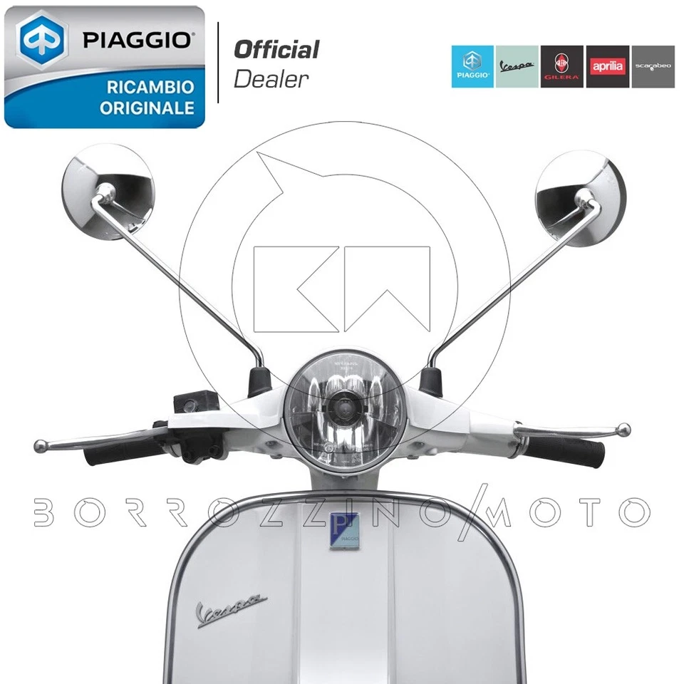 COPPIA DX SX SPECCHI RETROVISORI ORIGINALI PIAGGIO VESPA PX 125 150 200 1998 > - Immagine 2 di 4