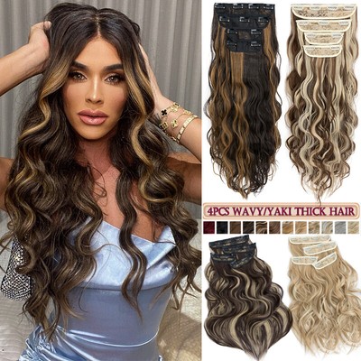Haarverlängerung Clip in Hair Extensions Wie Echthaar Remy Set 4Tressen Haarteil